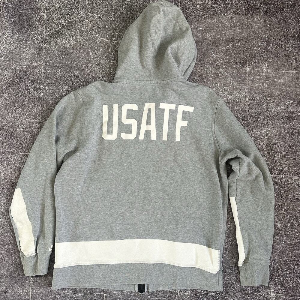Men's Nike Team USA Track & Field USATF Heather Gray Warm Up Hoodie Jacket Sz XL